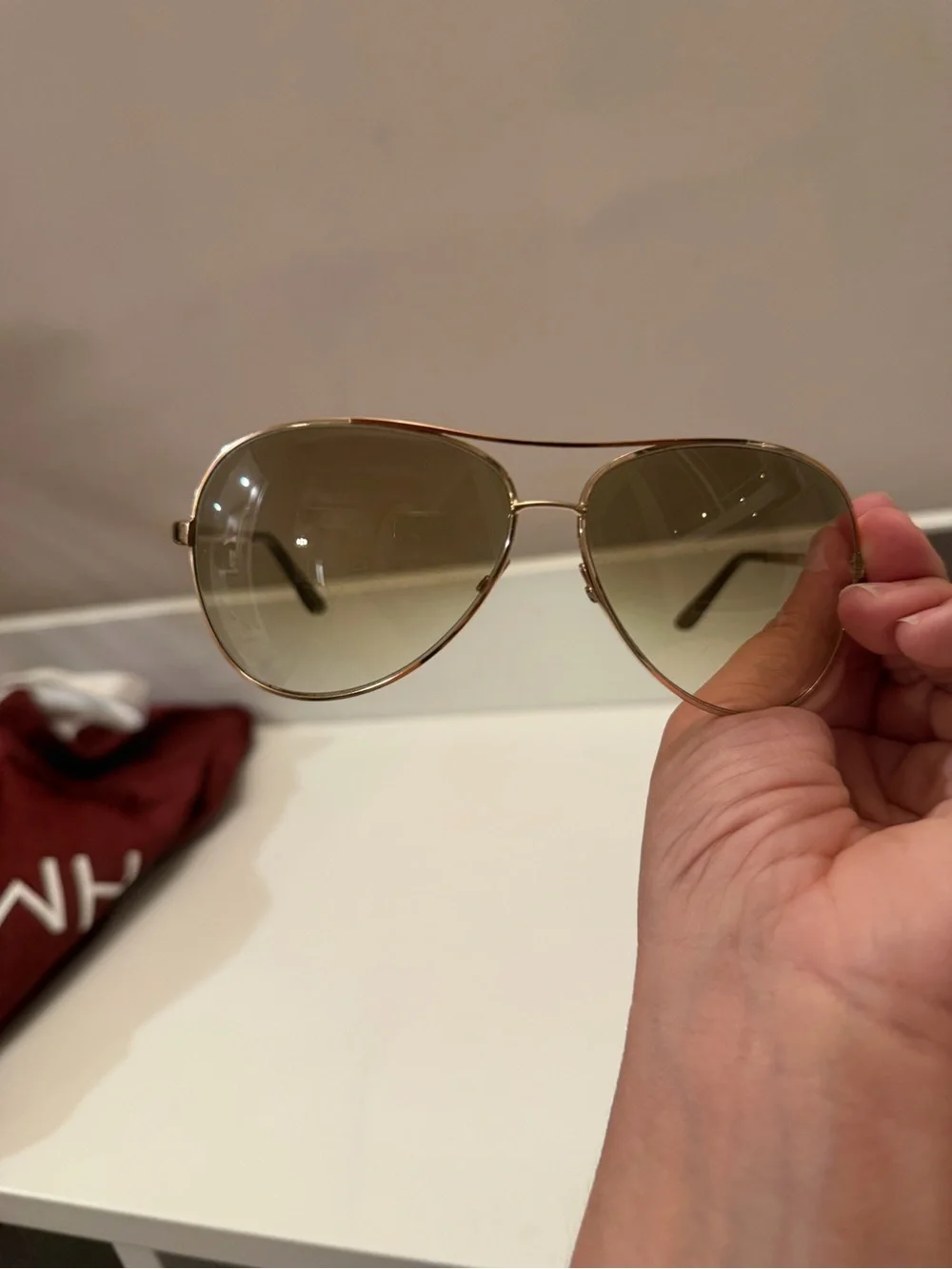 Tom Ford Rose Gold Aviator Sunglasses Brown Gradient Lens TF Case Pouch